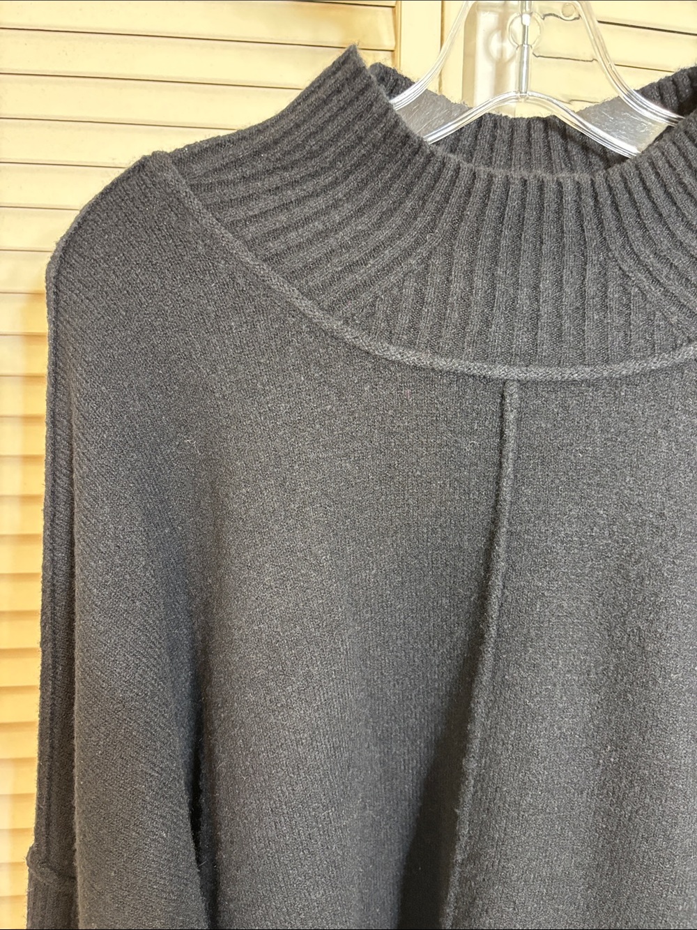 Anthropologie Maeve Black Mock Neck Ribbed Hem Wool Blend Sweater XL - Picture 3 of 13
